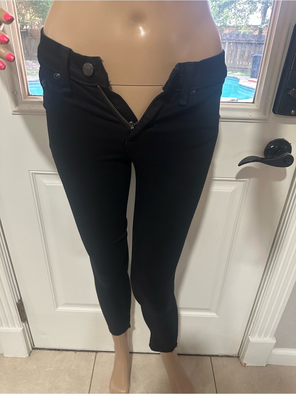 rag & bone Black Skinny Jeans with Branded Button